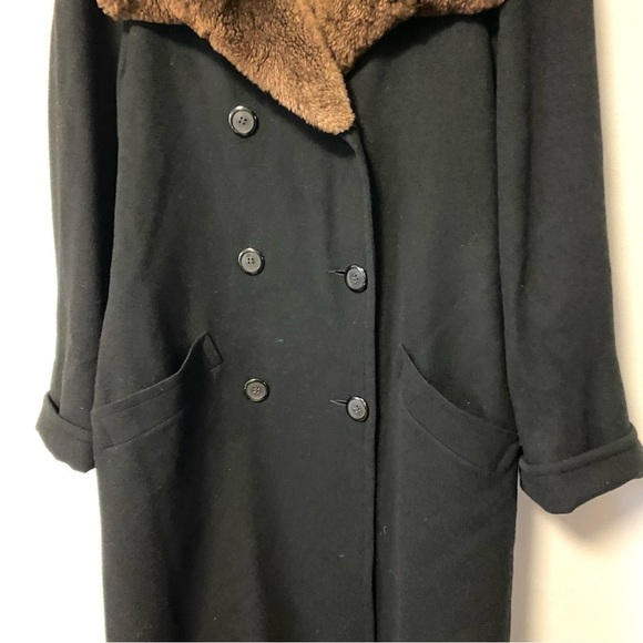Vintage Camel Hair Opera Coat Black Fur Trimmed Overcoat Nordstrom Womens Medium - Picture 5 of 14